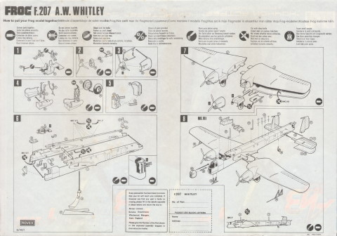 FROG F207 Armstrong Whitworth Whitley Mk.V/VII, Rovex Trinag Ltd 1976 edition instructions